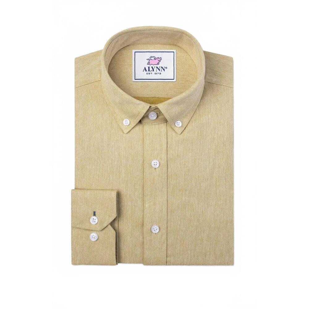 NEW ALYNN men's caden classic untuckable dress shirt in mustard